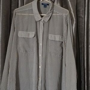 Women's Black and White Buttondown Shirt